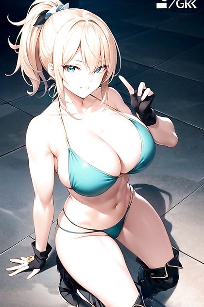 Hot Blond With Ponytail and Boots Seduces in Steaming Hentai Picture