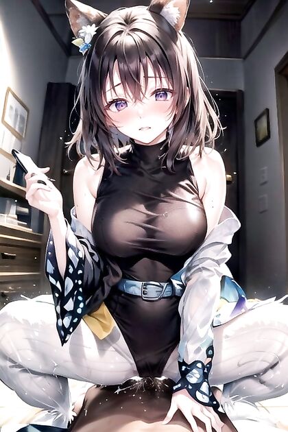 Shinobu Kochou from Demon Slayer Blushes in Embarrassing CowGirl 18+ Position