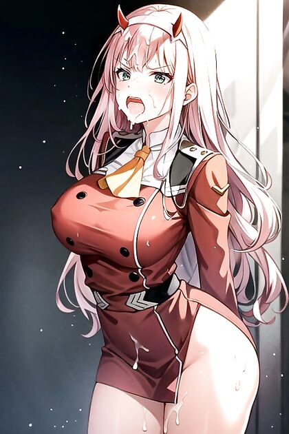 Zero Two from Darling in the FranXX Reacts Shocked While Nude in hentai Picture