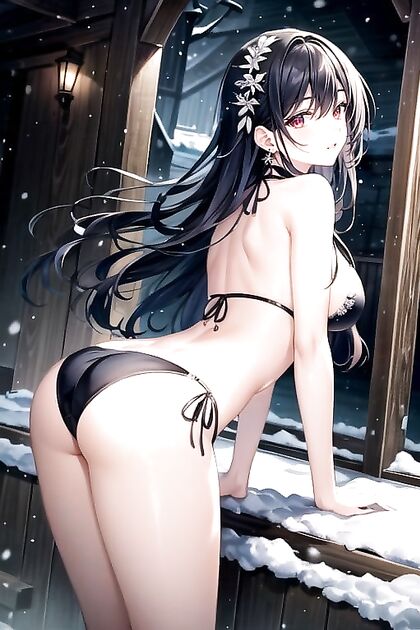 Bikini Clad Red-Eyed Beauty Bends Over for Steamy Hentai Picture