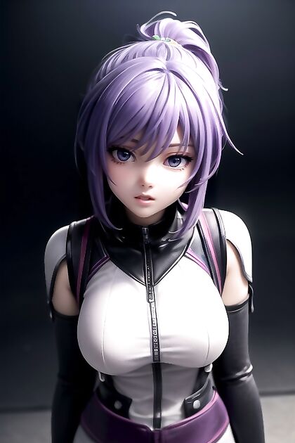 Bottom-Up Purple-Haired Babe Gets Soaked in Rainy Hentai Picture