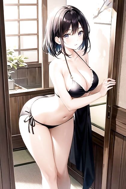Japanese Beauty Bends Over in Sexy Bikini for Naughty Hentai Fun