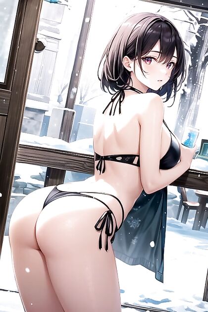 Bend Over in Bikini During Snowy hentai Picture