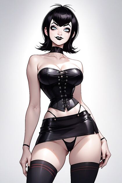 Goth Beauty Shows Off Her Thong in Front View Hentai Picture