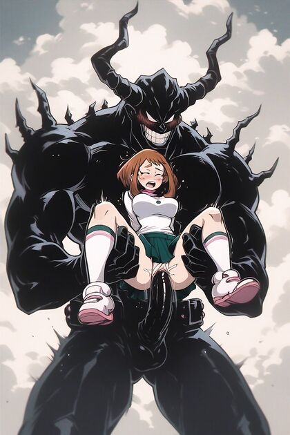 Ochako Uraraka from My Hero Academia Fucked by Giant Black Monster with Exposed Brain