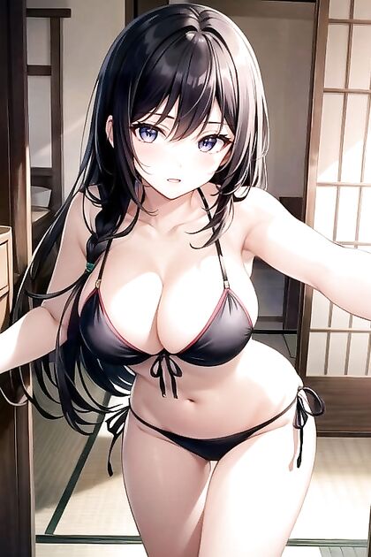 Japanese Babe Bends Over in Sexy Bikini for Hot Hentai Picture