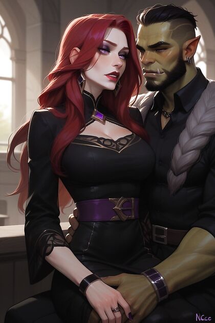 Black-Dressed Beauty Gets Rough Orc Picture in  Hentai Images