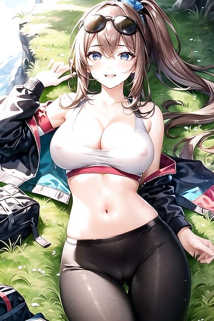 Blushing Beauty Lays Amidst Blossoming Alpine Flowers inErotic Hentai Images