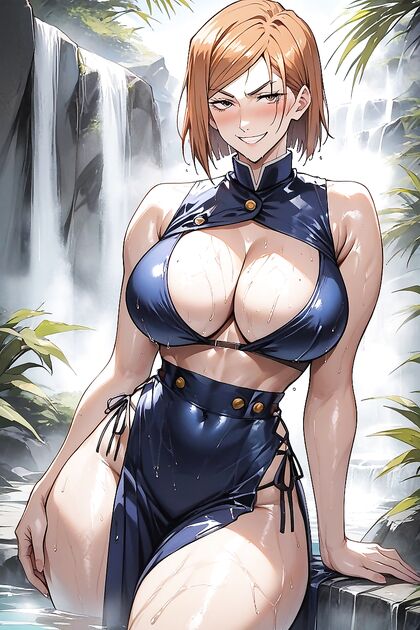 Blushing Mischievously with Massive Breasts and Ass in Hentai AIPorn