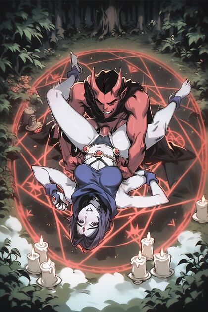 Raven Laid Out in Seductive Pose with Mesmerizing Motion Lines Hentai Pleasure