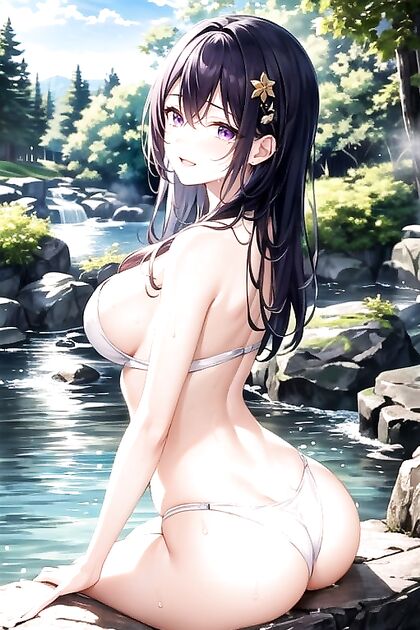 Girl 18+ with Purple Eyes Smiles in the Forest forSTEAMY Hentai Picture