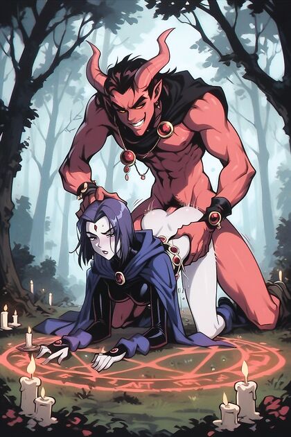Giant Red Demon with Four Arms Fucks Raven in theForest Hentai Picture