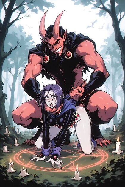 Giant Red Demon with Four Arms Pounds Her Doggystyle in Erotic Hentai Picture
