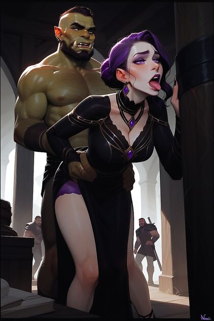 Sion from League of Legends Moans ly in Black Dress for Hentai Pleasure