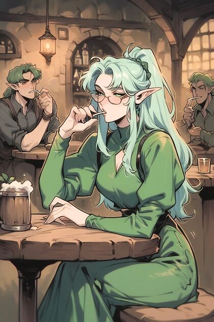 Sensual Drinking Ai Hentai Image Turns Steamy in Nighttime Glasses Hentai Fantasy