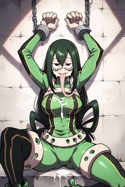 Arms Spread Wide, Clothes Ripped Apart in Sweat-Drenched Hentai Picture