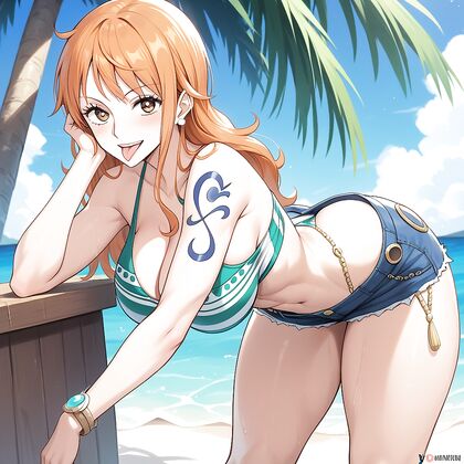 Bending Over with Smiling Mouth Wide Open for  Hentai Pleasure