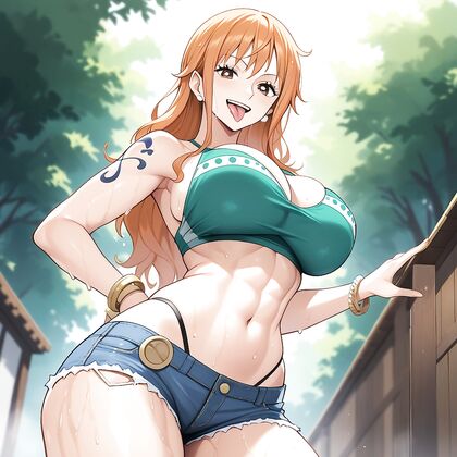 Oiled-Up Pet Pose withLarge Breasts and Round Ass in Hentai AI Picture