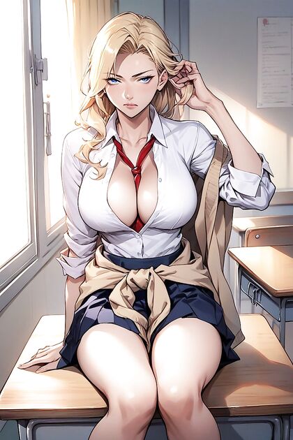 Bored With Thick Lips and Crossed Legs in Seductive Hentai Picture