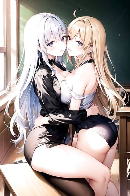 Lustful Blonde Teacher Engages in Steamy threesome Hentai Picture