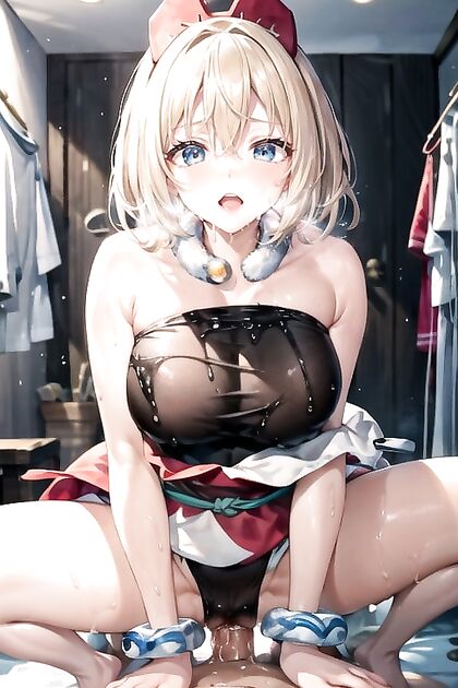 Sexy CowGirl 18+ Strips Down in Swimsuit at the Changing Room for Hot Hentai Picture