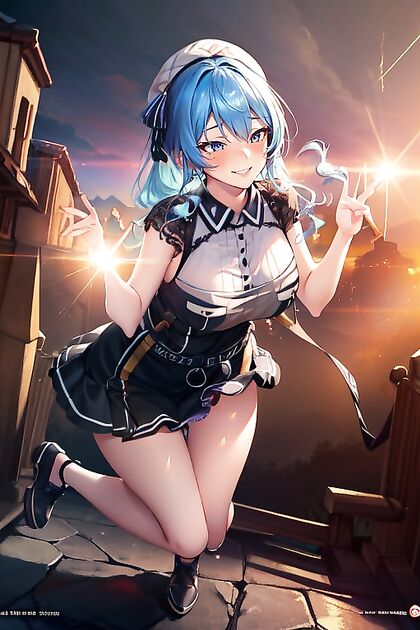 Suisei Hoshimachi's Full Body Bliss in Mischievous Smiling Blush Hentai Images