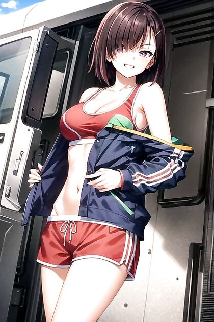 Arms Together Front View in Sexy Tank Top Hentai Picture