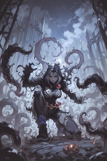 Venom Symbiote Tentacles Thrashing in Sweat and Flames for Hentai Ecstasy