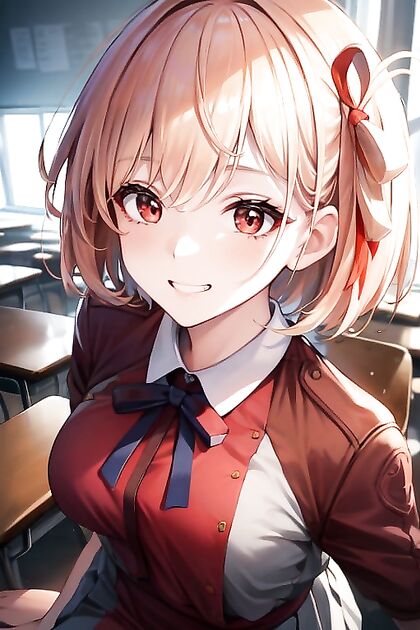 Chisato Nishikigi Smirks in Classroom for Erotic Lycoris Recoil Hentai Adventures