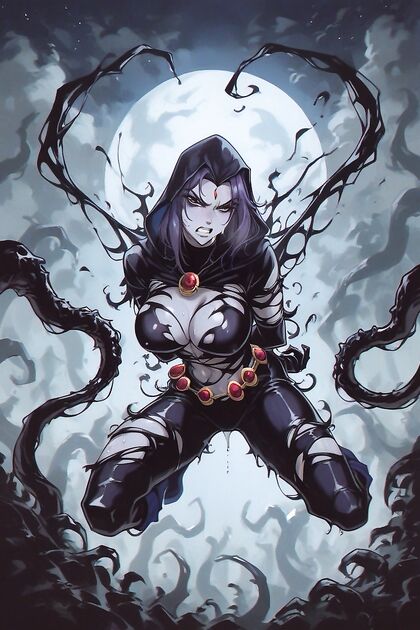 Raven Bound by Venom's Sinister Tentacles for  Hentai Pleasure