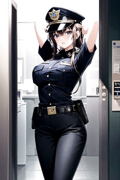 Office Chick Shows Off Small Ass with Arms Raised in Hentai Picture