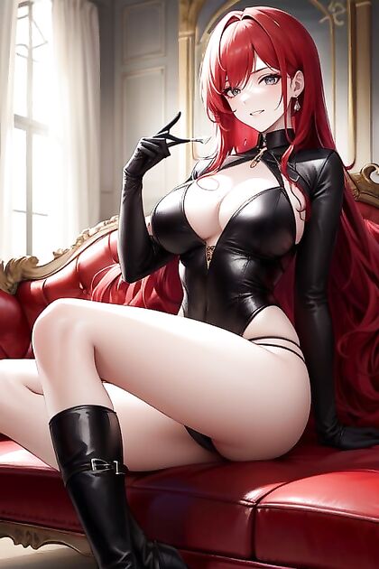 Seductive Redhead with DD Boobs and Piercing Grey Eyes in Steamy Hentai Picture