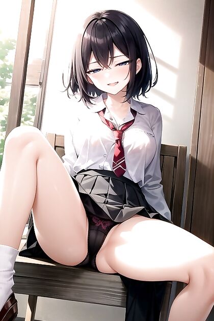 in Black Hair and Skirt Teased for Hot Picture