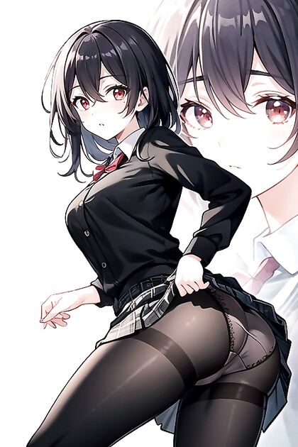 Young 18+ Woman Seduces in Torn Pantyhose forSTEAMY Hentai Picture