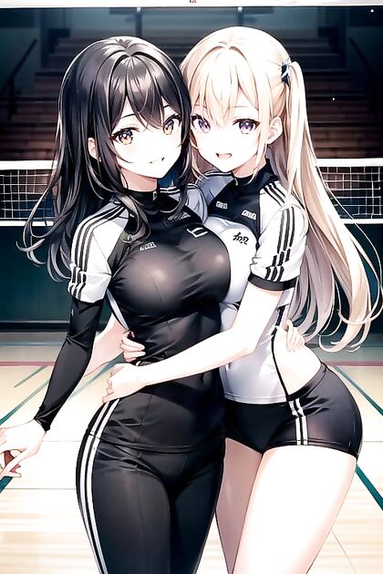 Smiling Volleyball Duo Enjoy  Hentai Picture Together