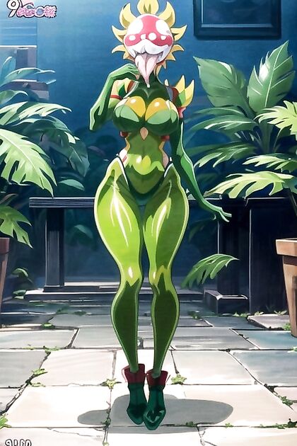 Piranha Plant from Super Mario Twists into Yoga Poses in Retro 90s Hentai Picture