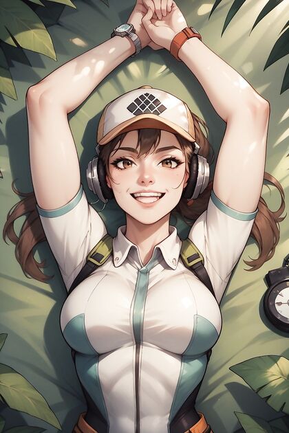 Woman Wearing Grey Headphones Gets Wild in Jungle Hentai Image