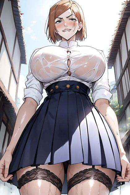 Horny 18-Year-Old with Rounded Eyes and Tiny 18+ Nose in hentai AI Picture