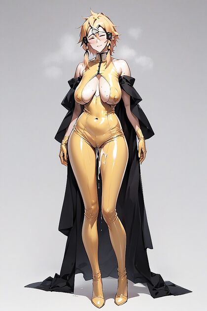Latex-clad Beauty Enjoying Natural Breasts and Post-Sex Pleasure in Hentai AI Picture