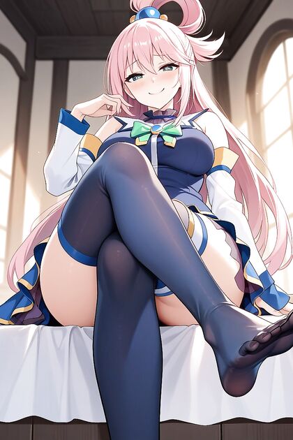 Blushingly Mischievous Girl 18+ Sits Down With Crossed Legs in Seductive Hentai Image