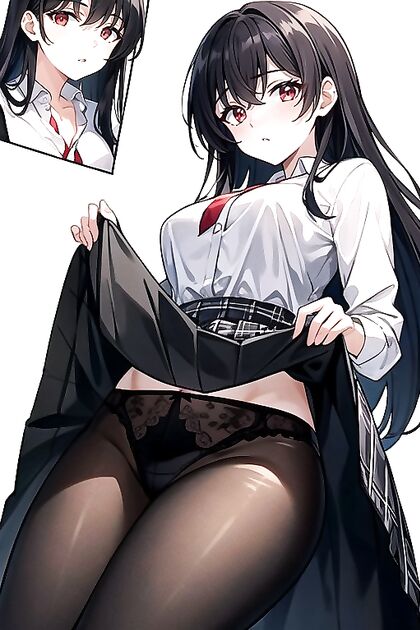 Torn Pantyhose and Peek-a-Boo Panties Under a White Long-Sleeved Shirt Hentai Fun