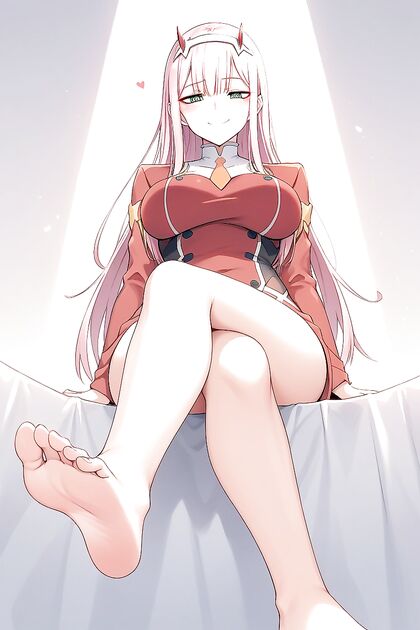 Zero Two from Darling in the FranXX Enjoying Soft Light Seduction in Hentai Bliss