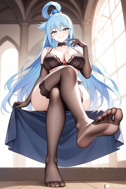 Aqua from Konosuba Spreads Her Legs for Sensual Bottom-Up Hentai Pleasure