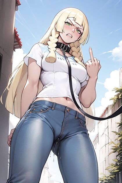Raising Middle Finger in Disgust While Soaking Wet in Hentai Juices