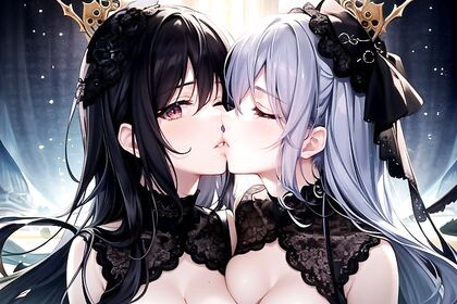 Passionate Kissing Between One Boy 18+ and One Girl 18+ in Seductive Hentai Image