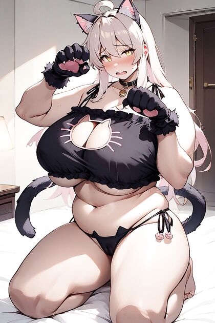Mahiro Oyama in Seductive Black Cat Lingerie for SSBBW Hentai Delights