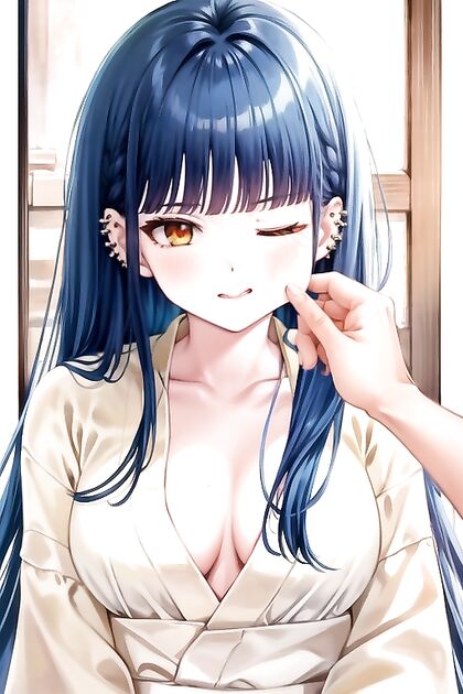 Blonde-haired Beauty Unbuttons Her Sweater for Steamy Hentai Picture