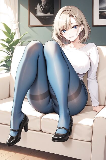 Blonde Babe with Bangs in Blue Jeans Teased to Perfection in Hentai AI Picture