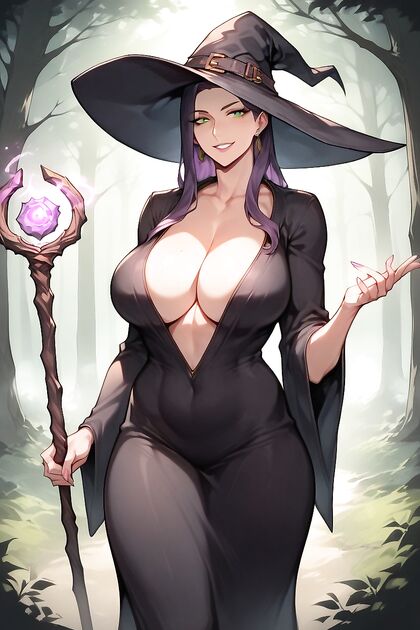 Standing Nude With Magic Staff in Hand for Steamy Hentai Picture