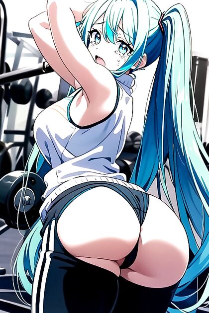 Hatsune Miku Spreads Her Ass in Steamy Gym Hentai Picture
